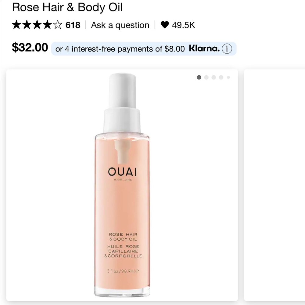 Quai rose hair and body oil